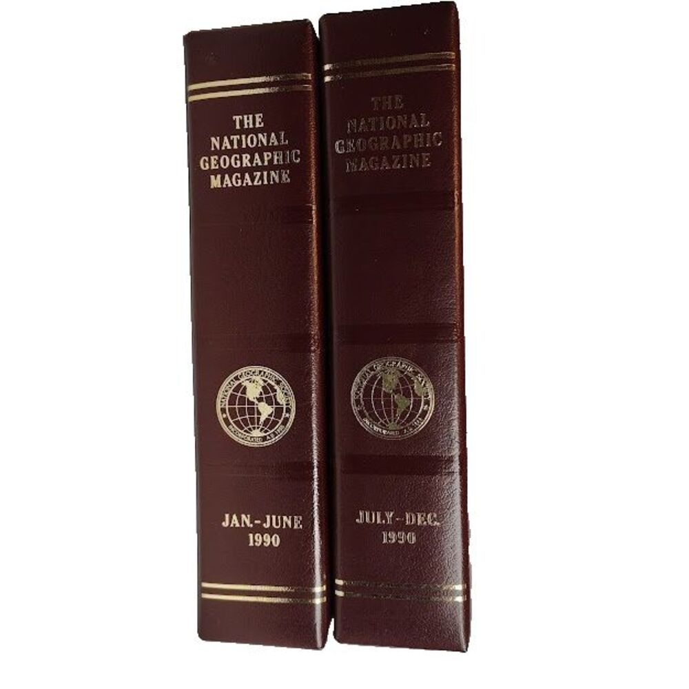Set of 2 National Geographic EMPTY Slip Cases Holders For Entire Year 1990